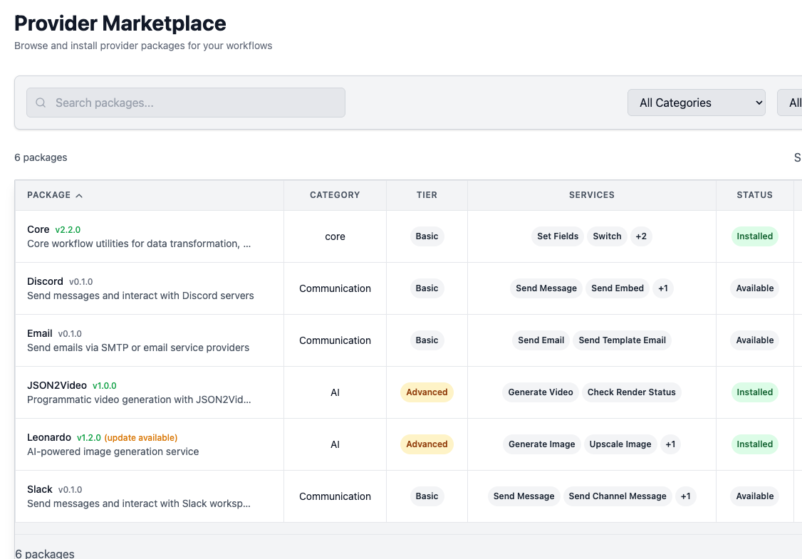 Provider marketplace
